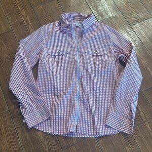 Tracy M zipper up shirt plaid, white and red vintage style